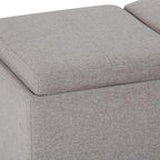 SIMPLIHOME Avalon 42 inch Wide Contemporary Rectangle Storage Ottoman in Cloud Grey Linen Look Fabric, Assembled, for the Living Room, Entryway and Family Room