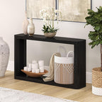Henn&Hart 52" Wide Rectangular Console Table in Natural Black, for Home, Living Room, Bedroom, Entertainment Room, Office