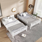 Bellemave Full XL Over Full XL Bunk Bed with Headboard and Build in Ladder, Heavy Duty Bunk Beds with Guardrail, Convertible Bunk Bed, Easy Assemble, Mattress Not Included, White