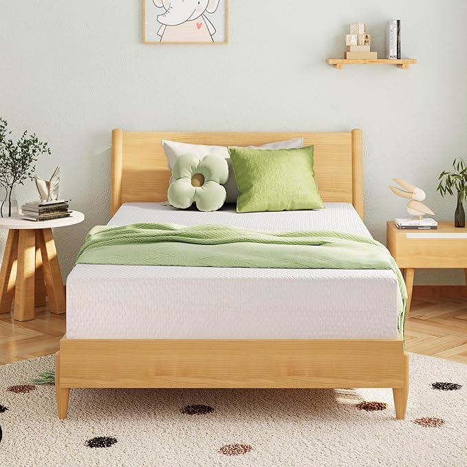 EGOHOME 8 Inch Queen Mattress, Memory Foam Mattress in a Box with Cooling Green Tea Gel, Relieve Pressure with Medium Firm Support, CertiPUR-US Certified, 80''L x 60''W, White