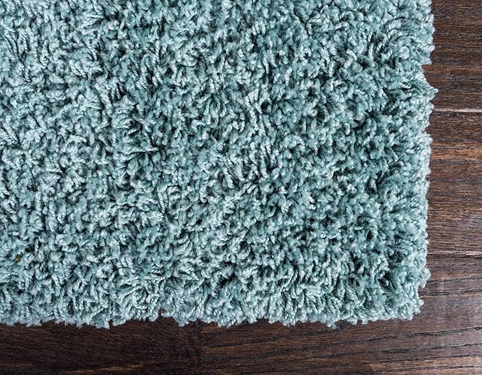 Unique Loom Solid Shag Collection Area Rug (8' x 11' Rectangle, Light Slate Blue)