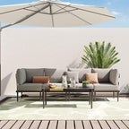 Sundale Outdoor 5 Pieces Metal Patio Furniture Set, Outdoor Sectional Sofa w/6 Inch Olefin Cushion and Coffee Table, Modern Outdoor Conversation Sets (4 Seats, Grey Frame)