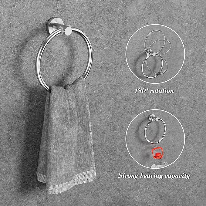 10-Pieces Brushed Nickel Bathroom Accessories Set, Stainless Steel Bathroom Hardware Set, Bath Towel Bar Set, Towel Racks for Bathroom Wall Mounted.