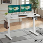 Casaphoria 47 x 24 inches Electric Standing Desk, Sit to Stand Desk with Memory Height Adjustment, Home Office Computer Desk for Writing and Games, White