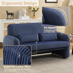 56'' Corduroy Loveseat Sofa, 2 Seater Love Seat Couch for Small Space, Comfy Upholstered Modern Leisure Loveseat Couches with Lumbar Pillows for Bedroom, Office, Living Room, Blue