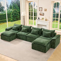 Hobestluk 152" Cloud Modular Sectional Couch 4-Seater Sofa with Ottomans U Shaped Couch Deep Seat Sofa with Removable Cover for Living Room (Green, 4-Seater Sofa with Two Ottomans)