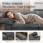87-Inch L Shaped Sectional Sofa with Cloud Cushions, Deep Seat Modular Couch Set w/ 3 Seats & 1 Ottomans, Removable Arms, Plush Chenille Upholstery for Living Room, Apartment - Cyan
