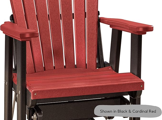 DutchCrafters Slat Fan Back Poly Adirondack Swivel Glider Outdoor Patio Chair (White & Cedar)