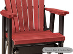 DutchCrafters Slat Fan Back Poly Adirondack Swivel Glider Outdoor Patio Chair (White & Cedar)