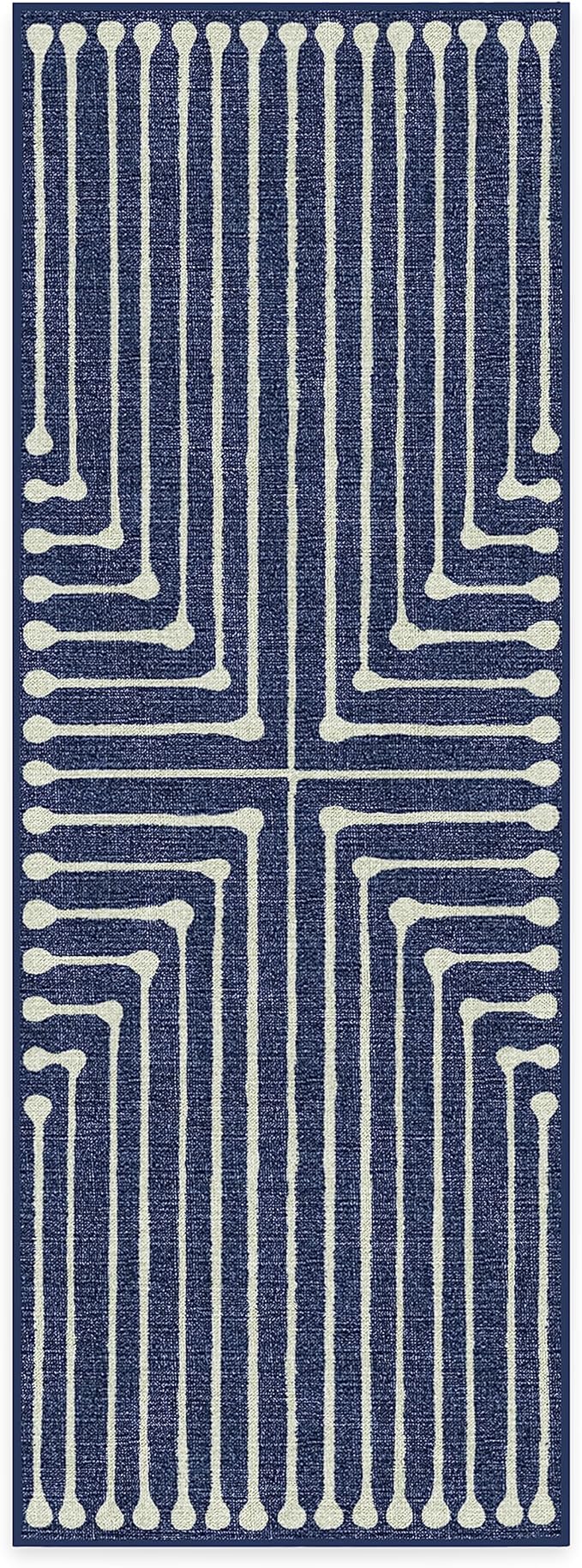 RUGGABLE x Jonathan Adler Machine Washable Modern Runner Rug – Inkdrop Lapis Blue 2.5x7, Stain-Resistant, Non-Slip – Washable Rug for Hallway, Entryway, Living Room & Kitchen–with Standard Pad