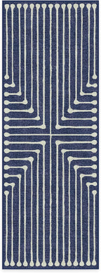 RUGGABLE x Jonathan Adler Machine Washable Modern Runner Rug – Inkdrop Lapis Blue 2.5x7, Stain-Resistant, Non-Slip – Washable Rug for Hallway, Entryway, Living Room & Kitchen–with Standard Pad