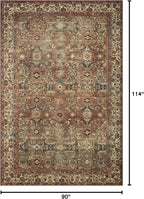 Loloi Magnolia Home by Joanna Gaines Banks Collection BAN-04 Brick/Ivory 7'-6" x 9'-6", .13" Pile Height, Machine Washable, Area Rug