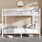 Bellemave Full XL Over Full XL Bunk Bed with Headboard and Build in Ladder, Heavy Duty Bunk Beds with Guardrail, Convertible Bunk Bed, Easy Assemble, Mattress Not Included, White