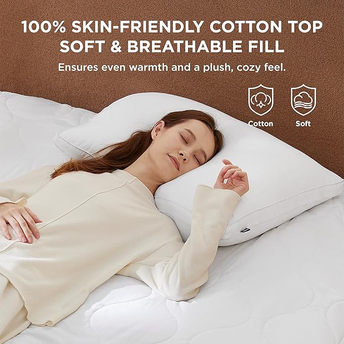 Bedsure Waterproof Heated Mattress Pad Queen - Cotton Bed Warmer with Memory & Preheat Functions, 10 Heat Settings & 12 Hour Shut Off, Dual Controller, Electric Mattress Pad Queen, 60"x80"