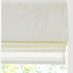 Madison Park Kyler Cordless Roman Shades - Single Panel, Lightweight Linen Blend Fabric, Natural Design, Easy Installation, Light Filtering Window Blind, Bedroom, Living Room Decor 29"W x 64"H Ivory