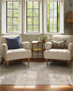 RUGGABLE x Morris & Co Washable Area Rug – Blackthorn Ivory Blue 5x7, Stain-Resistant, Non-Slip – Medium Machine Washable Rugs for Living Room, Bedroom, Hallway, Entryway & Office–with Standard Pad