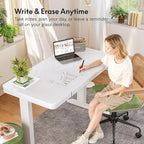 FLEXISPOT Electric Pure Glass Standing Desk with Drawer Desktop & USB Charge Ports, 48" Ergonomic Height Adjustable Sit to Stand Desk for Home Office (White, Glass)