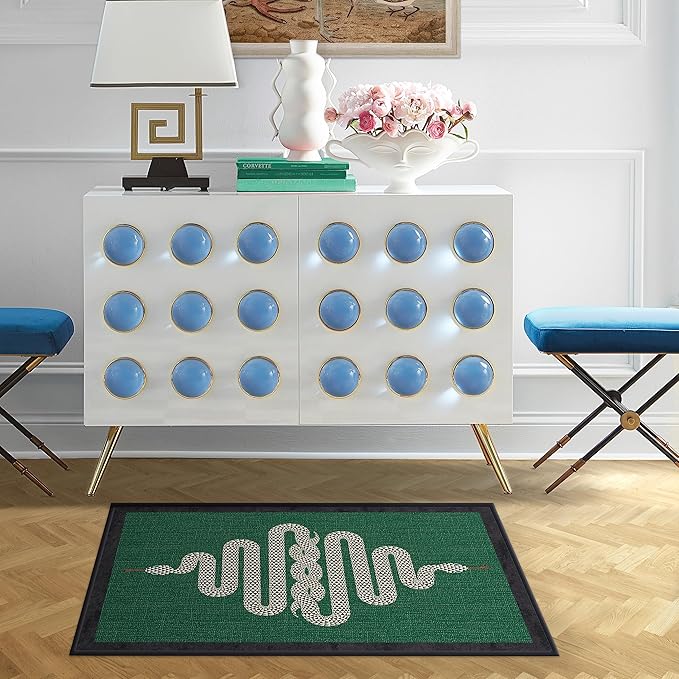 RUGGABLE x Jonathan Adler Machine Washable Modern Area Rug – Venom Emerald 2x3, Stain-Resistant, Non-Slip – Small Rugs for Living Room, Bedroom, Hallway, Entryway & Bathroom–with Cushioned Pad