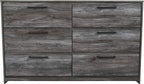 Signature Design by Ashley Baystorm Rustic Coastal 6 Drawer Dresser, Smoky Gray