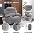 Oversized Recliner Chairs for Adults, 360° Swivel Rocking Recliner with Heat and Massage Lazy Boy Recliner,Recliner Chairs Single Sofa Seat with Cup Holders