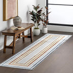 nuLOOM 2'6" x 10' Machine Washable Stain-Resistant Area Rug Low Profile for Living Room, Bedroom, and Dining Room, Alienor Multicolor