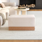 Seville Classics Cushioned Fabric Ottoman Hidden Storage Chest Footrest Chair, Padded Seat for Bedroom, Dorm, Loft, Living Room, Entryway, Hallway, Cork/Cream, 30" Bench