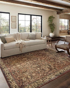 Loloi Magnolia Home by Joanna Gaines Banks Collection BAN-04 Brick/Ivory 2'-6" x 9'-6", .13" Pile Height, Machine Washable, Runner Rug