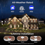 Enbrighten Vibe Eternity Accent Permanent Outdoor Lights for House, 150ft, 36 RGBWIC LEDs, Wide Spacing, 94lm, Tunable White, Everyday Eave Lighting, Smart App, Works with Alexa, Google Home, 85715