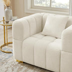 VANOMi 44.09”Oversized Accent Chair, Boucle Arm Chair with Deep Seat, Comfy Reading Chair for Living Room, Bedroom, Office, Apartment, White (1 Piece)