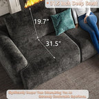 EASE MOOSE Oversized Sectional Cloud Couch, 9-Seat Modular Boneless Sofa Set with Deep Seat, No-Assembly Chenille Sofa for Living Room, Dark Grey