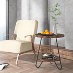 Tribesigns Round Side Table, 2-Tier End Table with Metal Legs, Modern Industrial Beside Table, Small Accent Table Snack Table for Living Room, Bedroom, Small Space, Easy Assembly, Brown