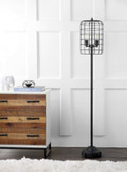 JONATHAN Y JYL4030A Odette 65" Industrial Metal Floor Lamp Industrial,Rustic,Transitional for Bedrooms, Living Room, Office, Reading, Black/Silver