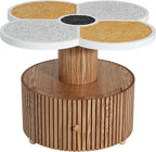 Christopher Knight Home Maven Four-Leaf Clover Side Table with Drawer, Modern Sofa End Table for Living Room, Wooden Accent Table with Pedestal Base, Natural+Yellow+White