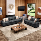 L-Shaped Cloud Modular Sofa Set with Chaise Lounge, 5-Piece Sectional & Deep Seat, Plush Chenille w/Removable Arms for Living Room - Cyan