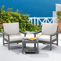 SERWALL HDPE Patio Sofa Set, 3-Piece Sectional Outdoor Furniture Set, All Weather Outdoor Couch Set Patio Furniture Set for Deck, Lawn, Grey Frame with Khaki Cushion