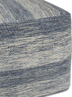 SIMPLIHOME Clay Boho Square Pouf in Patterened Teal Melange Cotton for the Living Room, Bedroom and Kids Room