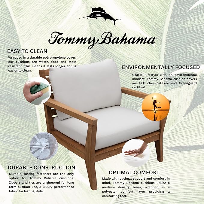 Tommy Bahama Deep Seating Lounge Cushion, 24" X 26" X 4", Bamboo Bay Bone