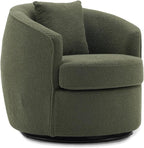Swivel Accent Chair Set of 2, Modern Upholstered Boucle Barrel Arm Chairs with Pillow for Living Room, 360 Degree Round Swivel Sherpa Armchair with Round Base for Bedroom Club (2, Green)