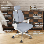 Ergonomic Office Chair Desk Chair Dual-backrest Computer Chair with Flexible Lumbar Support and Adjustable Height, 500lbs Extra Wide Seat with Wheels, for Home & Office Use Grey