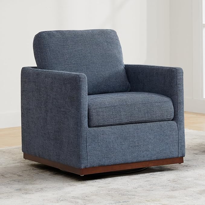 CHITA Swivel Accent Chair, FSC Certified Mid Century Modern Arm Chair for Living Room and Bedroom, Fully Assembled, Blue