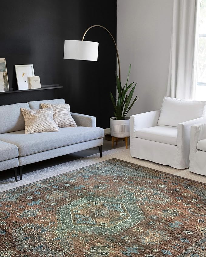 Loloi II Skye Collection SKY-07 Terracotta/Sky 7'-6" x 9'-6" Area Rug