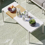 Sundale Outdoor 3 Pieces Patio Furniture Set, Metal Outdoor Sectional Sofa with 6 Inch Olefin Cushion and Coffee Table, All-Weather Modern Outdoor Conversation Sets (Wihte Frame)