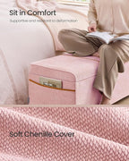SONGMICS Storage Ottoman Bench, Storage Chest, 15.7 x 43.3 x 15.7 Inches, End of Bed Bench, 27 Gal. (103 L), for Bedroom, Entryway, Living Room, Jelly Pink ULSF533R01