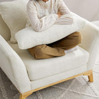 VANOMi Large-Sized Accent Chair, Thick Cushion Bedroom Reading Chair, Comfortable Living Room Single Sofa, Boucle Milky White