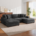 Modular Sectional Couches for Living Room, 118" Modern Upholstered Sofa Couche with Ottoman for Living Room Bedroom, Grey