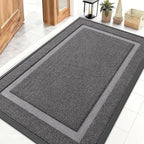 OLANLY Front Door Mat Indoor Outdoor Entrance, Waterproof All-Season, All-Weather Doormat, Sturdy Natural Rubber, Fade Resistant, Low Profile, Easy Clean Patio Porch Entryway Mat, 71x47, Dark Grey