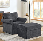 35.82" Accent Chair with Ottoman Upholstered Living Room Chairs for Reading Chair with Chaise Lounge Chairs Indoor, Comfortable Armchair for Bedroom (Gray, 35.82")