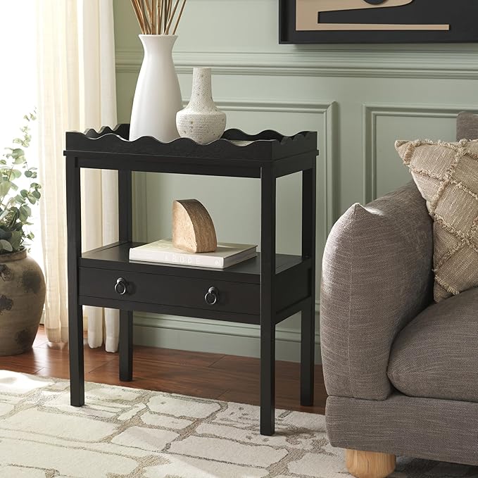 SAFAVIEH Home Collection Darlyn Matte Black 1-Drawer Rectangle Accent Table