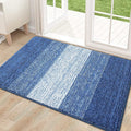 Kitinjoy Indoor Outdoor Door Mat, 32x20 Non-Slip Absorbent Dirt Trapper, Low-Profile Washable Inside Entrance Front Floor Mat, Sturdy Soft Entry Doormats for Entryway, Navy Blue