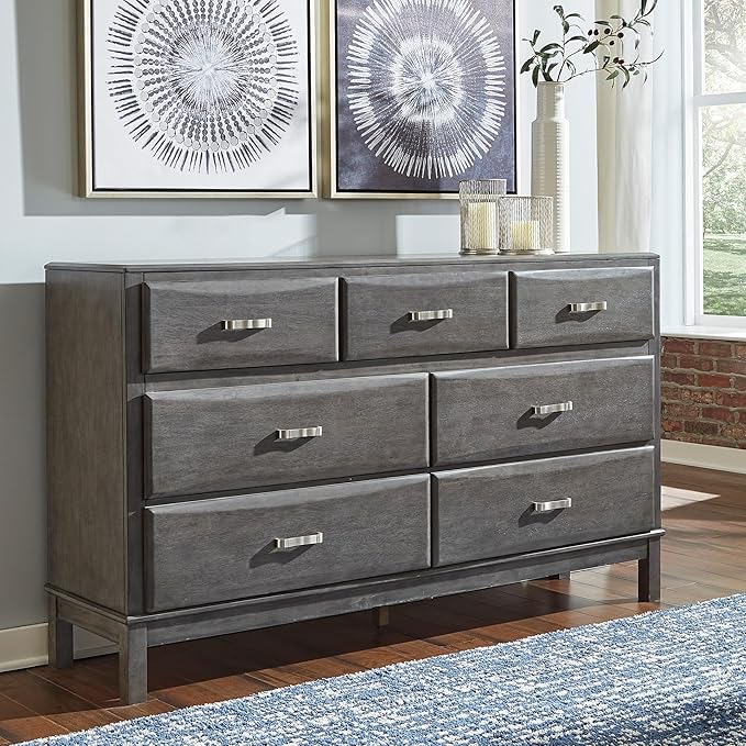 Signature Design by Ashley Caitbrook Contemporary 7 Drawer Dresser with Dovetail Construction, Weathered Gray